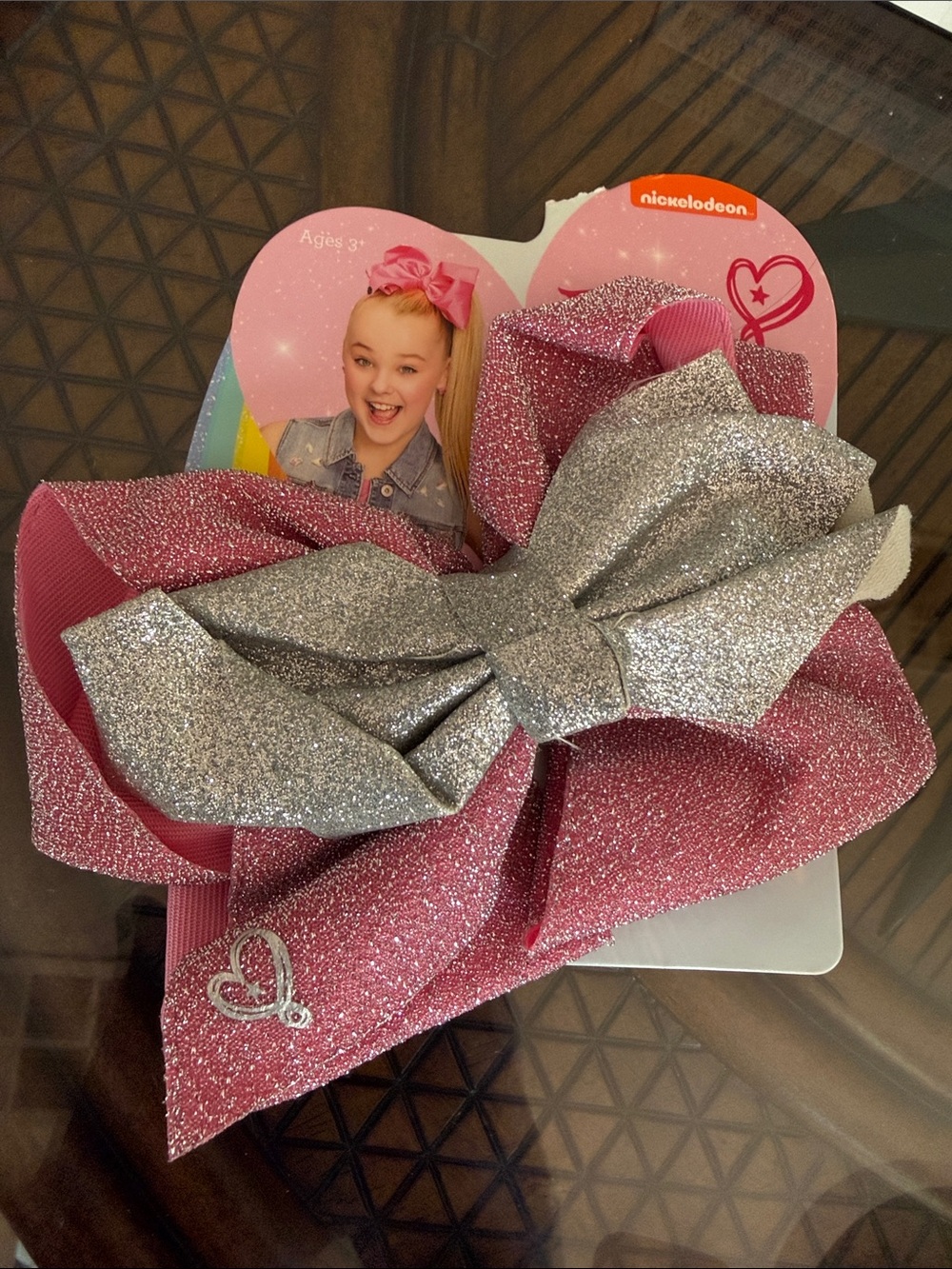 Nickelodeon JoJo Siwa Pink and Silver Glitter Bow Clip